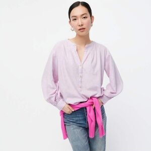 J Crew Open V Neck Light Pink Speckled Donegal Flannel Small